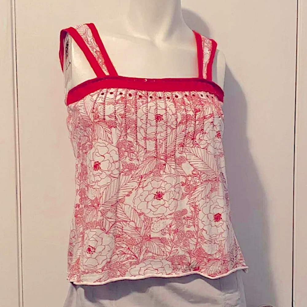 Red Tank Top With Bead Detailing from Axara
